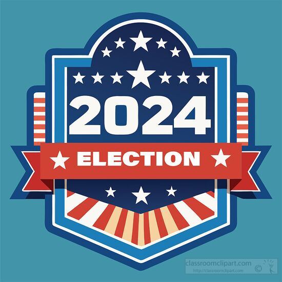 2024 election graphic with stars in a patriotic design