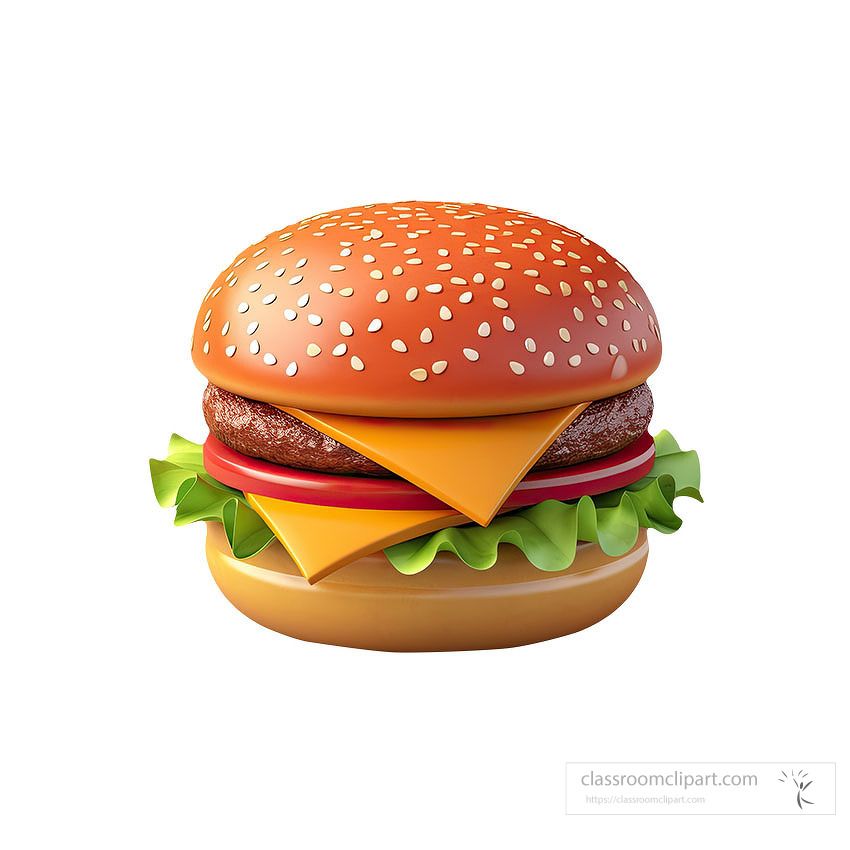 3D cheeseburger with sesame bun