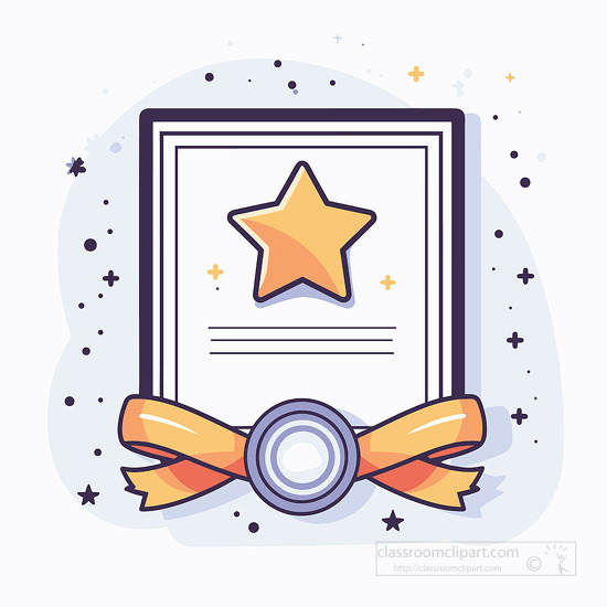 achievement certificate with star ribbon and seal