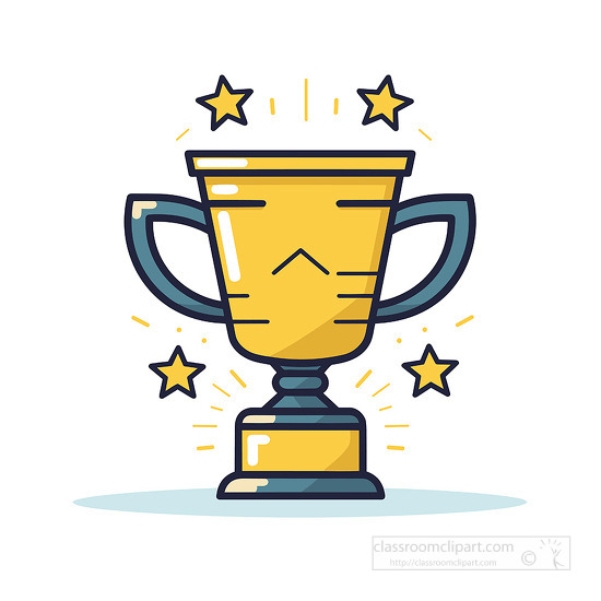 achievement trophy black lines gold clip art