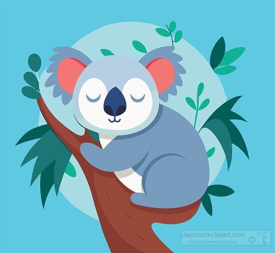 adorable koala hugging a tree branch clipart