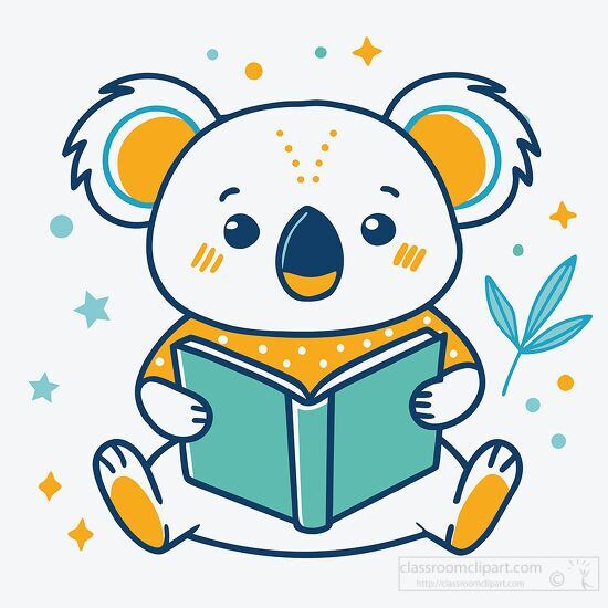 adorable koala reading a book