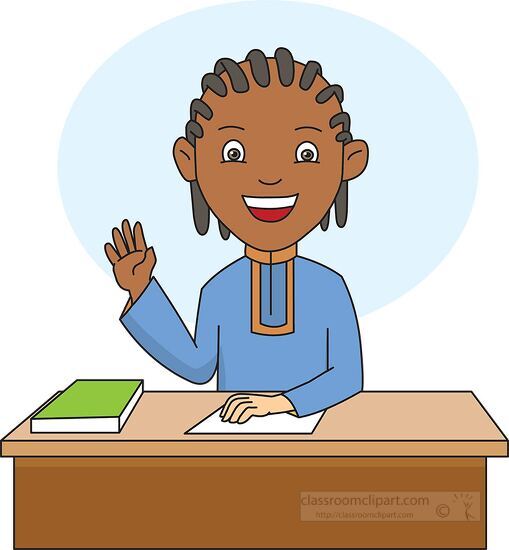 african students sits a desk clip art