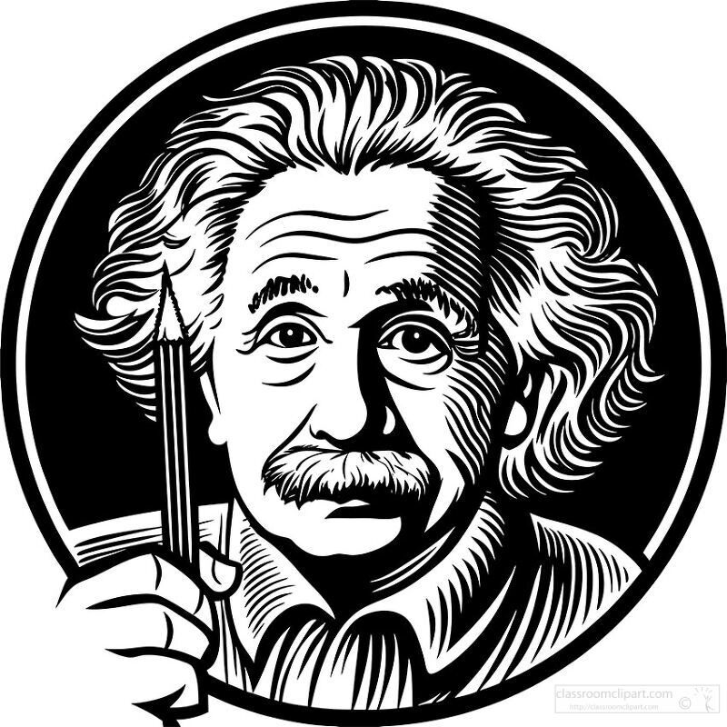 Albert Einstein Cartoon Style Portrait