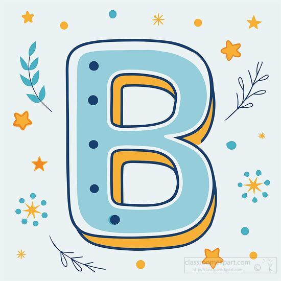 alphabet letter b kawaii style with bold line