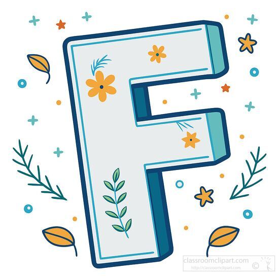 alphabet letter f bold line kawaii style