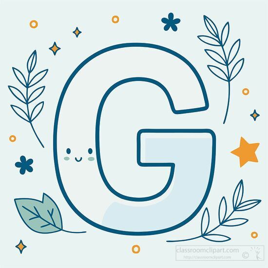 alphabet letter g bold line kawaii style