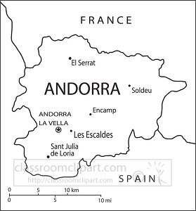 Andorra country map black white