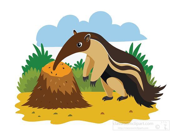 anteater investigates a small mound