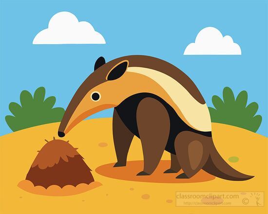 anteater looking for food finds a termite mound