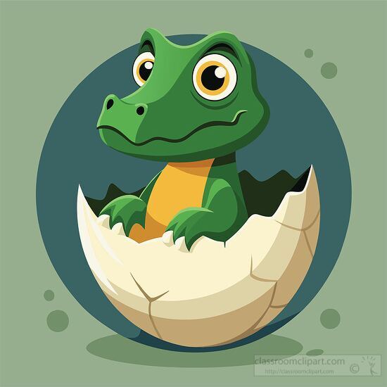 baby crocodile hatchling peeking out of egg