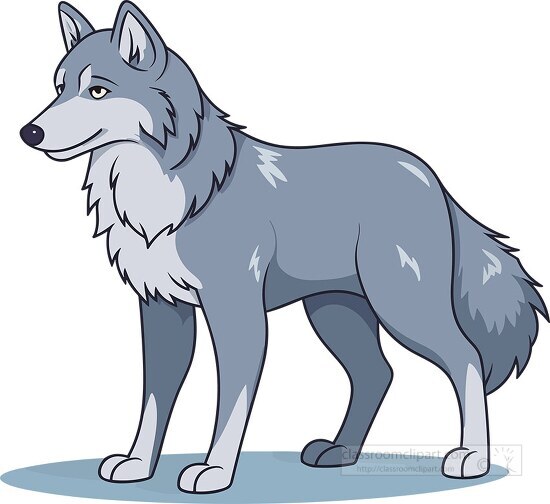 baby grey wolf cartoon style clipart