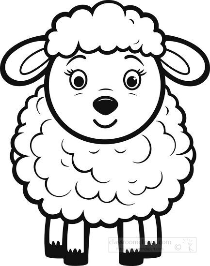 baby sheep cute black outline