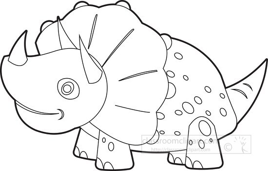 baby triceratops dinosaur black outline clipart