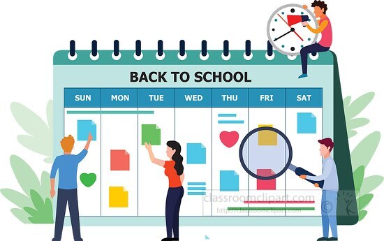 back to school planning weekly activity weekly planner clipart