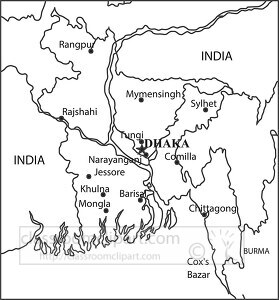 Bangladesh country map black outline