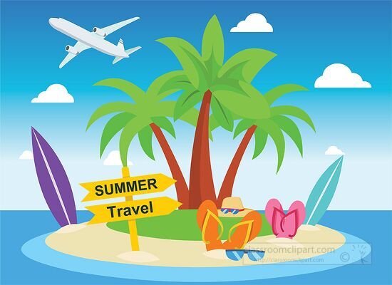 beautiful beach surfboard sandals summer travel clipart