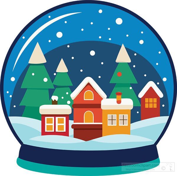 beautiful snow globe showcasing a winter village with houses