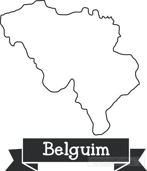 belgium black outline text on ribbon