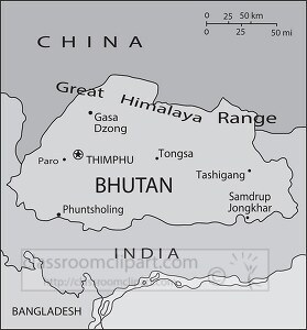 Bhutan country map gray color
