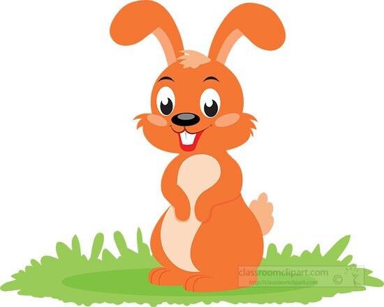 big eyed brown rabbit standing clipart