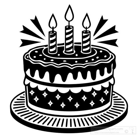 birthday cake clipart with striped candles