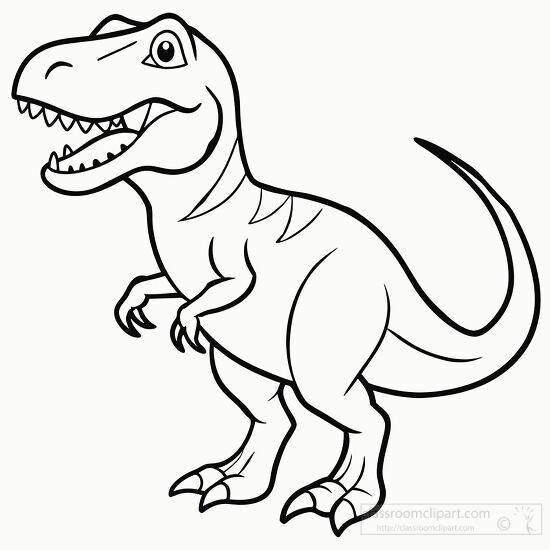 black and white coloring page fierce T Rex dinosaur