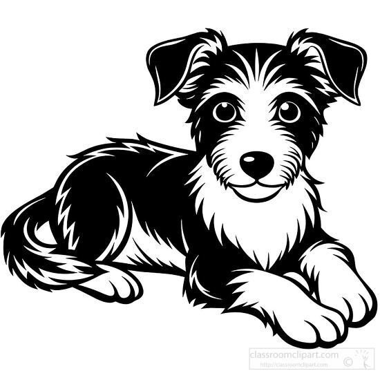 Black and white drawing of a dog bold lines