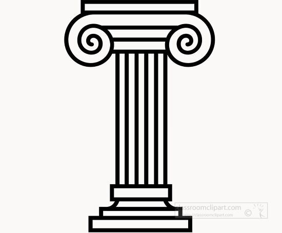 black and white illustration of a classical column