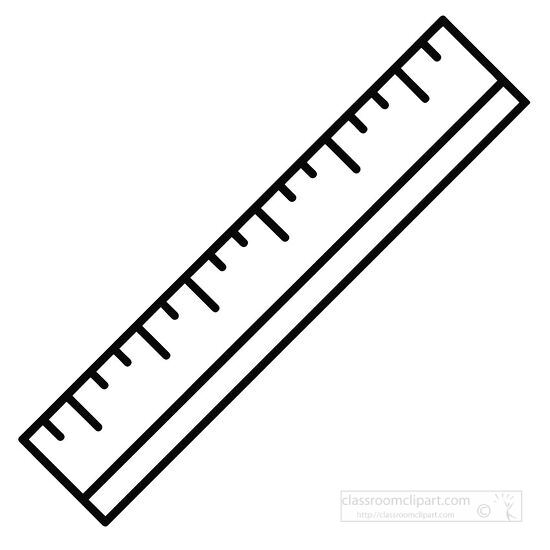 black outline of a elementary school student ruler clipart