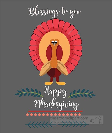 blessings to you happy thanksgiving turkey ornamental clipart