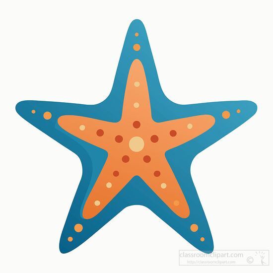 blue and orange starfish with polka dot patterns on each arm