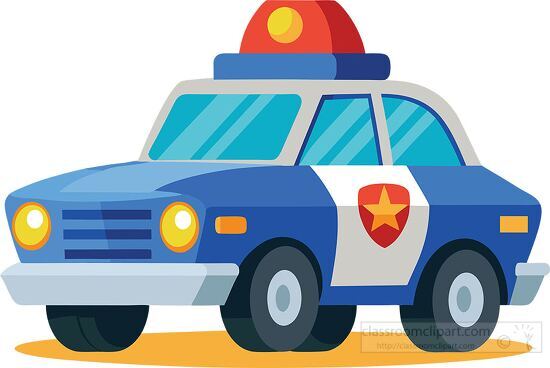 blue police car cartoon style