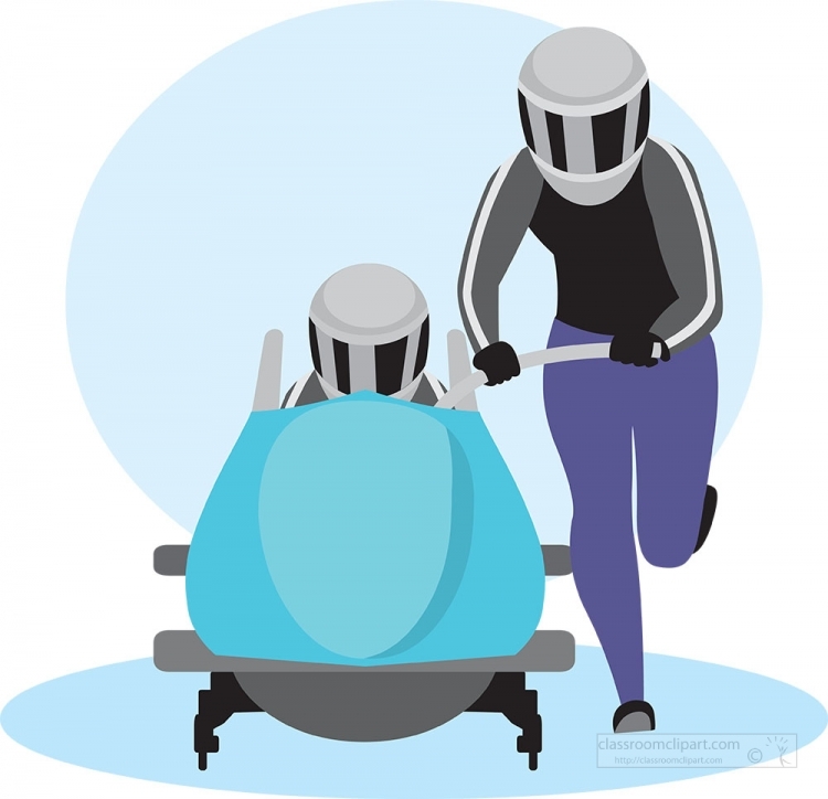 bobsleigh starter winter sports gray color clipart