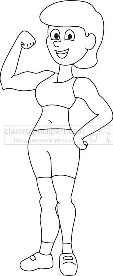 bodybuilder girl black outline clipart