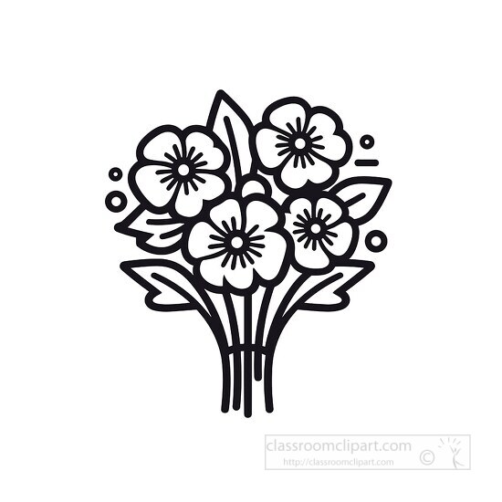 bouquet of flowers black outline clip art