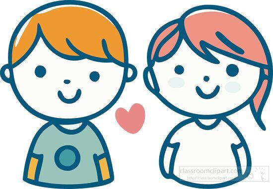 boy and girl standing side by side hand drawn icon