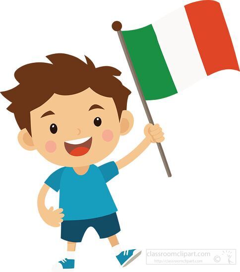 boy celebrating with a italian flag in hand