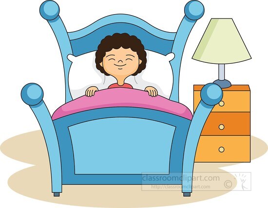 boy in bed sleeping clipart