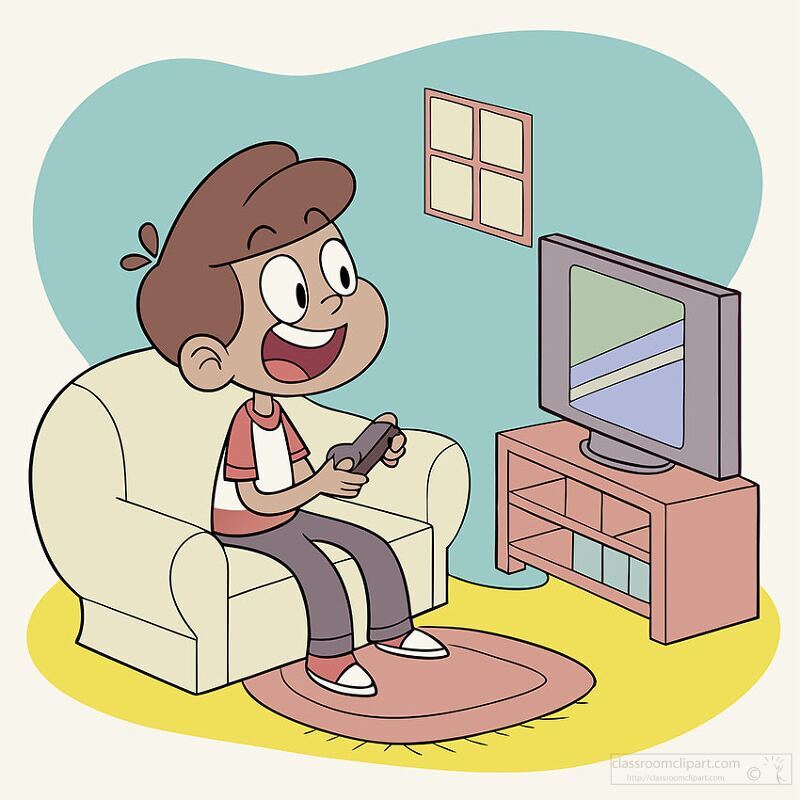 boy sitting in a large chair enjoying video games at home