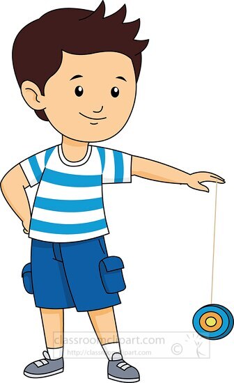 boy playing with a yo yo clipart