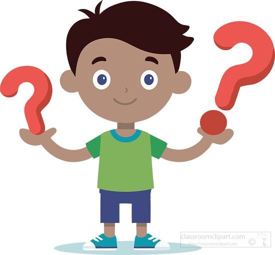 boy with a puzzled expression with two question marks