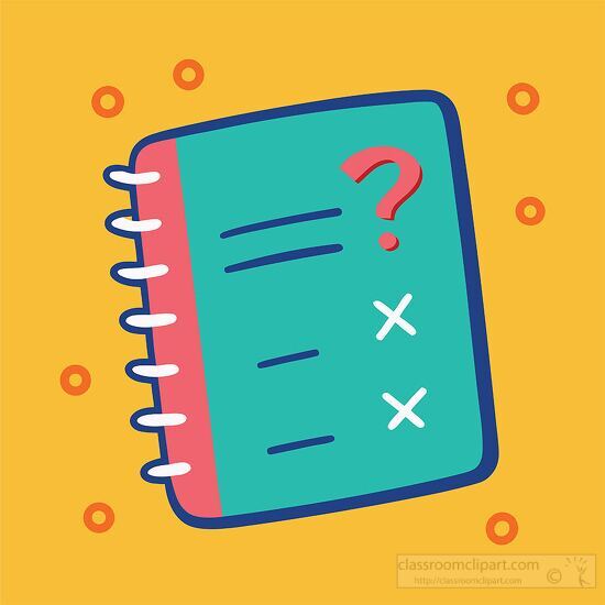 brightly colored notepad with question mark