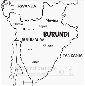 Burundi country map black white clipart