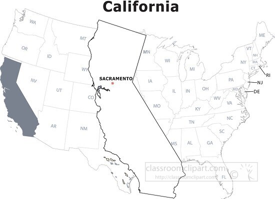 California usa state black outline clipart
