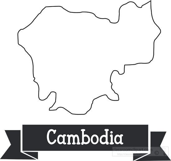 cambodia black outline text on ribbon