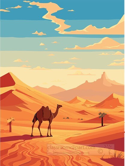 camel vector art of a camel in dubai desert