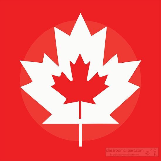 canadian white maple leaf centered on a red circle