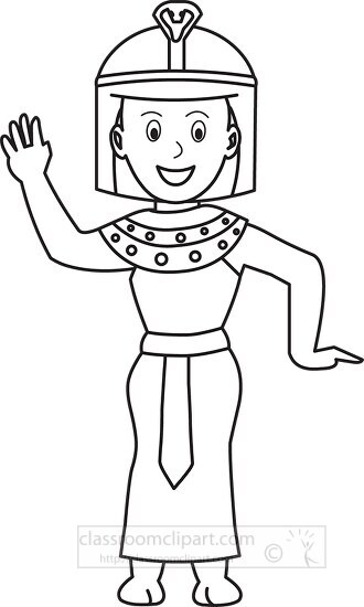 cartoon ancient egypt queen black outline clipart