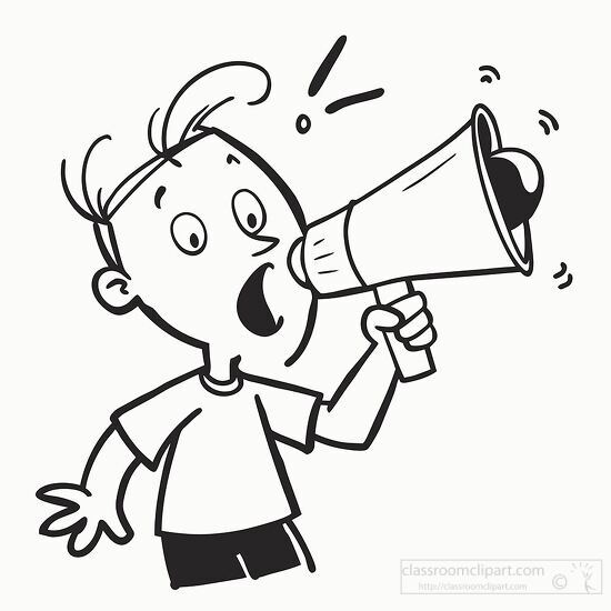 cartoon child using a megaphone